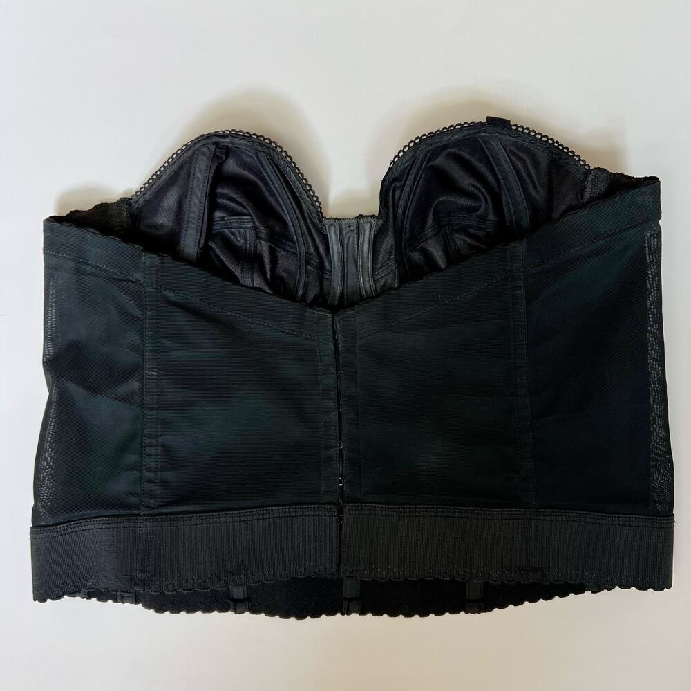 Vintage 80s Black Satin Boned Corset Bra – Goddess Strapless Bustier 40B - Picture 5 of 9
